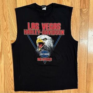 Harley Davidson Motorcycles Las Vegas Sleeveless Muscle TShirt Black Eagle Sz XL